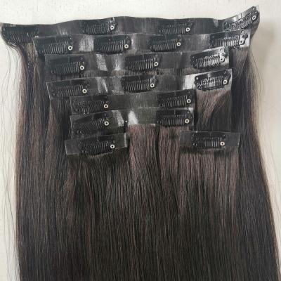 China Silky Straight Wave Russian Remy Hair Seamless PU Clip In Hair Extensions 100% For White Women for sale