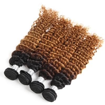 China Wholesale Brazilian Virgin Hair Extensions Deep Curly Ombre Wave Color T1B/30 Hair Bundles for sale