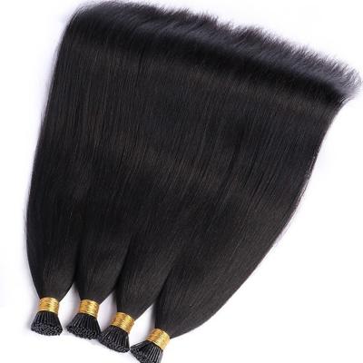 China ALL Straight Hair 10A High Quality I Tip Micro Links Brazilian Virgin Hair Extensions Hair Volume Knots Black Color For Women for sale