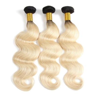 China Blonde Body Wave Ombre Body Wave 1B 613 2/3/4 Bundle With 4*4 Lace Up Closure Remy Human Hair Extensions for sale