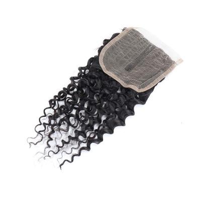 China Brazilian Curly Curly T-piece Closure Hot Sell Cheap Hand Made T-part Lace Jerry Curly Closure Machine Closures Hair Half Closure Half for sale