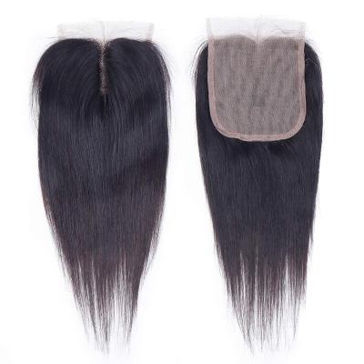 China Cheap Brazilian Straight T Piece Closure 10A Grade 100% Brazilian Hair 4x4x1 T Piece Lace Closure In Natural Color for sale