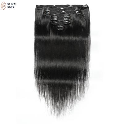 China Straight Clip In Brazilian Straight Hair Extensions Hair Clip In 8 Pcs / Set Color Clip Natural Black Ins Remy Hair 8-24 Inch 120G for sale