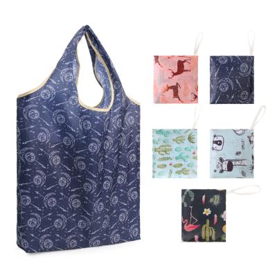 China Durable Heavy Duty Folding Tote Bag Reusable Polyester Foldable Expandable Grocery Bag for sale