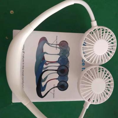 China 2 in 1 with Mini Fan Portable Sports Mini Fan New Design Hand-Free Lightweight Neck Band Foldable Rechargeable USB Neck Band Rechargeable Led Lazy Fan for sale