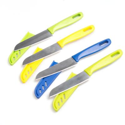 China Cheap viable stainless steel fruit knife with sheath peeling knives peeling knives vegetable cutter with pp sheath for home use for sale