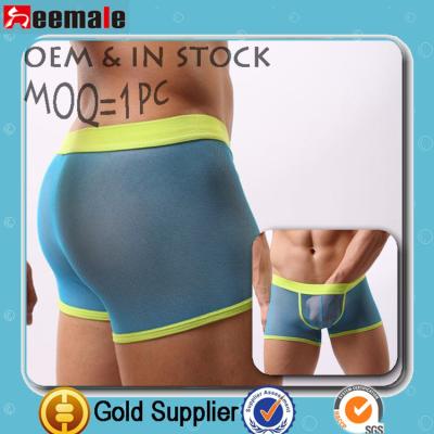 China Antibacterial no Logo Hot Sexi Photo Mesh Underwear Boxers Custom transparent SC15 for sale