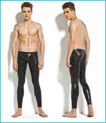 China 2016 New Products Innovative Heated Underear Faux Thermal Leather Long John Tight Pants Men Antibacterial for sale