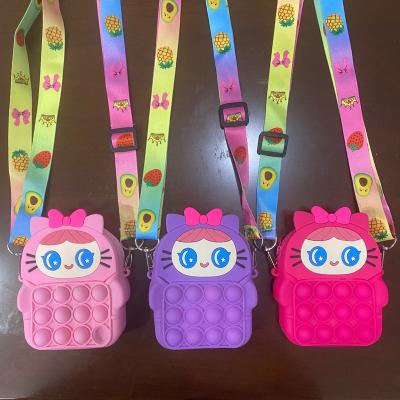 China Funny Educational Children's Changing Princess Pioneer Pest Control Toy New Decompression Garland Horse Silicone Messenger Bag for sale