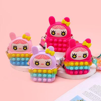 China 2023 animals new design push pop bubble stir zipper silicone unicorn popit bubble sensory chain purse for sale