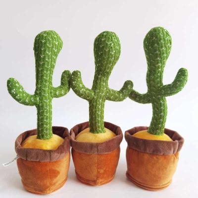 China 2022 Hot Selling Cute Stuffed Plush Flowerpot Twisting Talking Dancing Cactus Doll Singing Music Cactus Plush Toy for sale