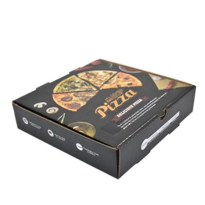 China 9 Inch Recyclable Cheap Food Grade Customized Black Corrugated Cardboard Pizza Box for sale