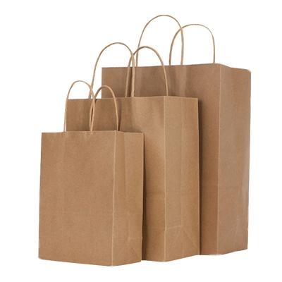 China 2021 Customs Biodegradable Recyclable Printed Kraft Paper Lunch Bag High Quality Food With Twisted Handles for sale