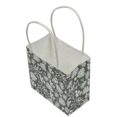 China Custom Wholesale Biodegradable Fashion Full Color Paper Kraft Paper Bags Color Recyclable Food Take Away Packaging Bag Gray for sale