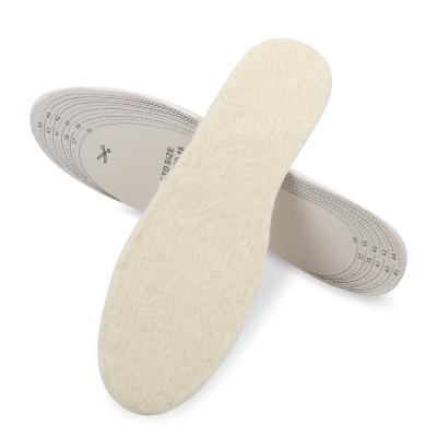 China Cuttable Warm Inner Shoe Size Comfort Latex Wool or Sheepskin Insoles for sale