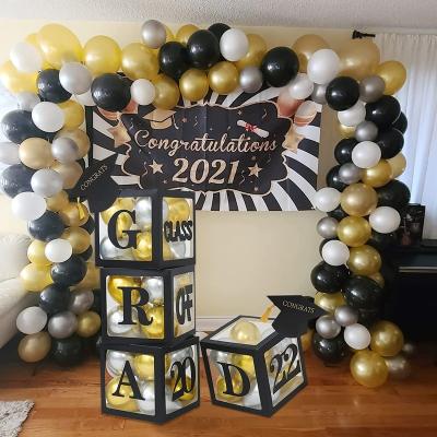 China 2022 Birthday Party Graduation Balloon Boxes Decorations 4 Piece Graduation Party Balloons Black Boxes for sale