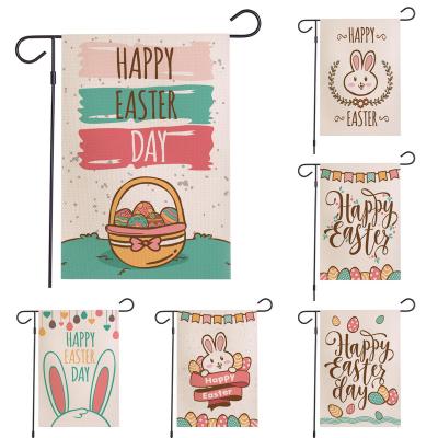 China Fabric Customized Waterproof Linen Double Sided Hanging Garland Easter Garden Flag Road Sign Festival Flying Flag For Easter Decoration for sale