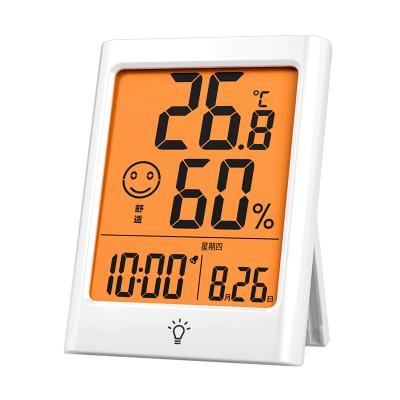 China ABS plastic base alarm with digital temperature and humidity clock display with high precision sensor for household for sale