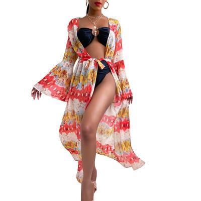 China 2021 Breathable Sling Beach Wear Sarongs Dress Breathable Sexy Bikini Cover Up Swimwear Poncho Beach Backless Towel Cover Up Cardigans for sale