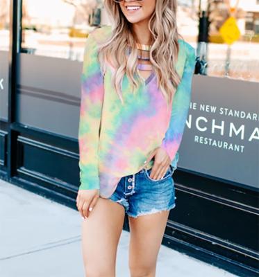 China Wholesale High Quality Custom Tie Dye Casual Sexy Summer Full Sleeve Women's T-shirt Street Wear Anti-Wrinkle Full Sleeve Printed Long Sleeve for sale