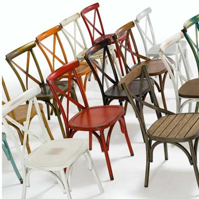 China Durable Wholesale Antique Metal Back Colorful X Dining Chairs for sale