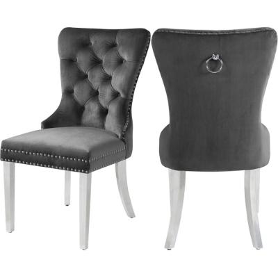 China Comfortable Modern Stainless Steel Leg Tufted Velvet Upholstered Side Chair Dining Chair For Dining Room Set for sale