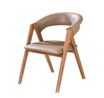 China Comfortable Solid Wood PU Leather Comfortable Restaurant Dining Chairs Commercial Cafe Chair Armchair for sale