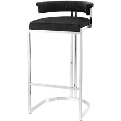 China Super Comfortable Modern Black Luxury Kitchen High Umpire Chairs Velvet Stainless Steel Commercial Bar Stool For Home Bar for sale