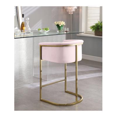 China Wholesale Velvet Bar Stool Gold Fashionabel Stainless Steel Kitchen Counter Height Custom Bar Stools for Bar and Restaurant for sale