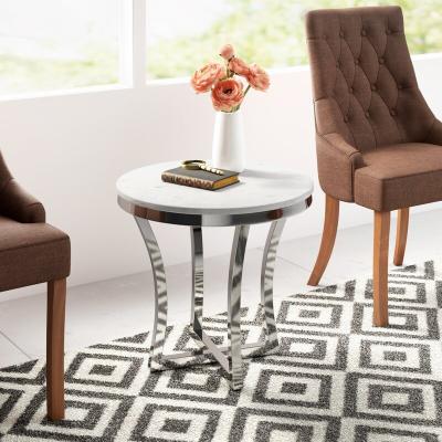 China Hot Selling Durable Stainless Steel Base Marble Top End Table Accent Side Table For Living Room Furniture for sale