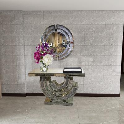 China Durable Top Selling Living Room Mirrored Diamond Console Table Hallway Table Crushed For Hotel Home Store for sale