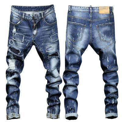 China 2021 Trend QUICK DRY Ripped Jeans Men Personality Ripped Jeans Men Custom Logo Rippedjeans Jeans for sale