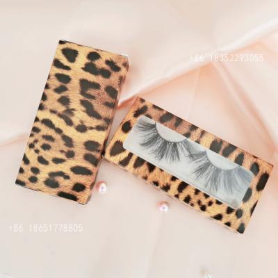 China Crisscross Rectangular Leopard Pattern Can Custom Private Logo 3D Mink Lashes Packing Box With Window for sale