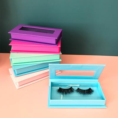 China Window Eyelash Box False Eyelashes Recyclable Custom Empty Rectangular Mink Lashes Magnetic Pink Blue Green Purple Lashes Box for sale