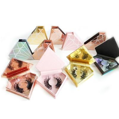 China False Eyelash Diamond Packaging Box Individual Fake 3D Mink Lashes Boxes False Case Lash Container Empty OEM ODM crisscross wholesale for sale