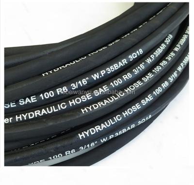 China Petroleum base hydraulic fluids fiber braid high pressure rubber hydraulic hose SAE100 R6 Trenza hidraulica de fibra Manguera for sale