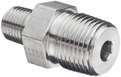 China Double ferrules China compression NPT bsp male connector straight certificated air steam tubing fittings by factory for sale