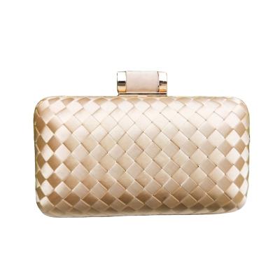 China Fashion Fashion Shape Lattice Clutch Bags Women Green Silvery Gold Bag Wedding Purse Box Handbags Ladies Evening Knitting Green Woven Wallet for sale