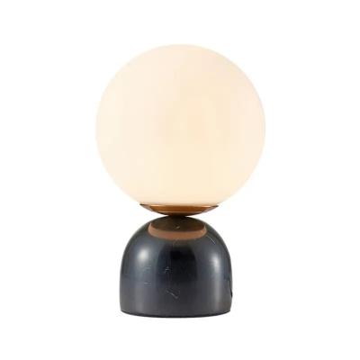 China Bedroom Modern Bedside LED Desk Lamp Round Ball White Black Green Modern Decorative Table Lamp Small for sale