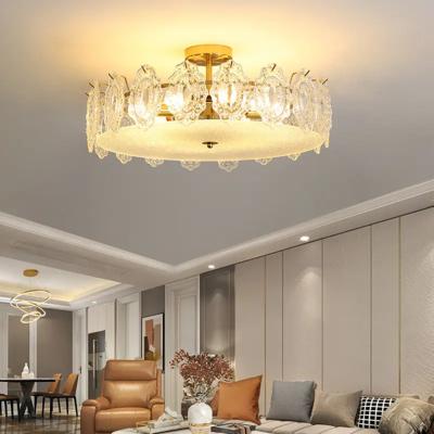 China Large Ceiling Lamp Home Decor Living Room Crystal Chandelier Surface Mounted High Ceiling LED Ceiling Lights for sale