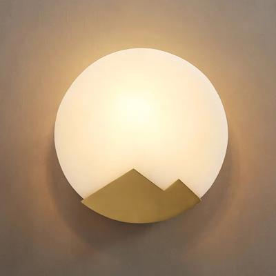 China Modern Living Room Bedroom Wall Lights Interior Decor Nordic Circular Marble Hotel Aisle Led Wall Lamp Sconce for sale