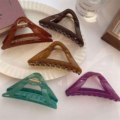 China Hot Wholesale Plastic Hair Claw Triangle Hair Claw Trend Women Lady Frosted Popular Hair Accessories Shapes Solid Hair Decoration for sale