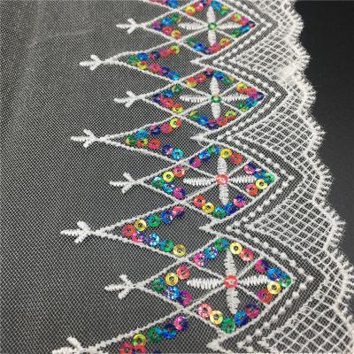 China Hot Sale Water-soluble Sequins Polyester Shirt Lace Home Textile Beaded Wedding Garment Processing Accessories Lace for sale