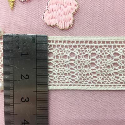 China Sustainable Lace Netting White Cotton Lace Trim Crocheted Net Lace Trim For Decoration for sale