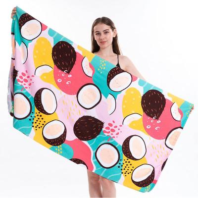 China Quick Dry Sandy Beach Microfiber Free Beach Towel Child Safe Towel With One Side Printed for sale