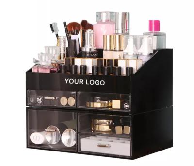 China Viable Wholesale Cosmetic Drawer OEM Plastic Rack Drawer Organize Acrylic Make Up Storage Jewelry Rack Organizer for sale