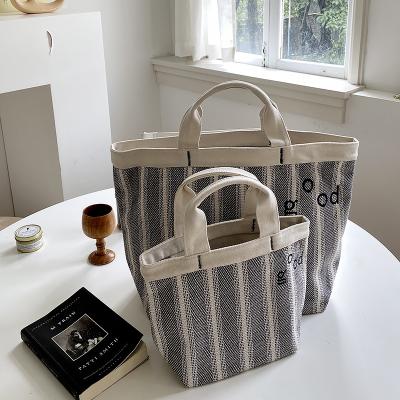 China New Style Stripe Handbag Fashion Business Folder Business Case Single Bag Tote Hand Bag Practical Canvas Bag for sale