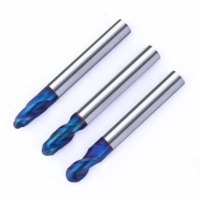 China High Quality Cutter 2 Flute Side Face Milling HRC 65 Nano Blue Coated Ball Nose End Mill With Delivery In Days for sale