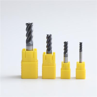 China Milling machining hrc60 cnc 4 flutes steel solid tungsten carbide end mills for sale