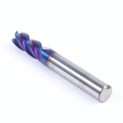 China Blue Carbide CNC Coating Cnc Milling Cutting Tools Cutter Tool Manufacturers 4 Flute Corner Radius End Mills For Vertical for sale